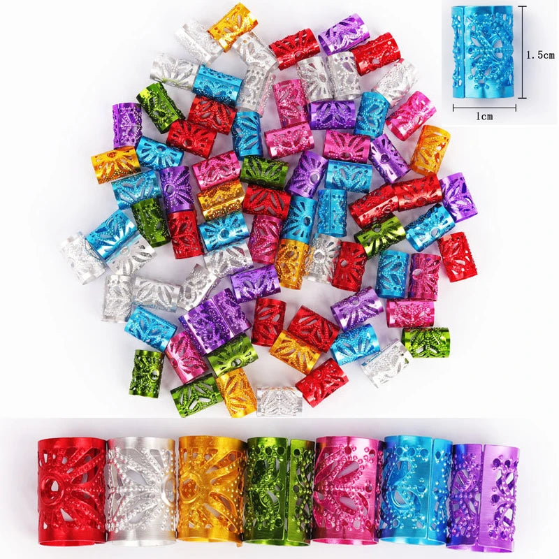 30Pcs Colorful Hair Tube Adjustable Dreadlock Dread Braids Beads Cuffs Clip for Women Men Kids Hair Accessories Styling Tools