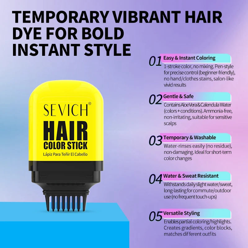 Halloween One-Time Hair Dye Stick Diy Disposable Hair Color Comb Temporary Hair Colour Wax Hair Styling Product For Men Women