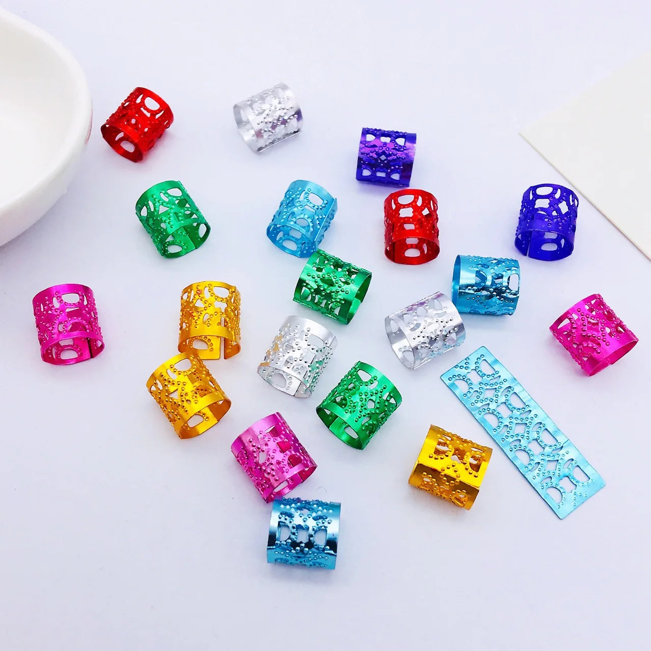 30Pcs Colorful Hair Tube Adjustable Dreadlock Dread Braids Beads Cuffs Clip for Women Men Kids Hair Accessories Styling Tools