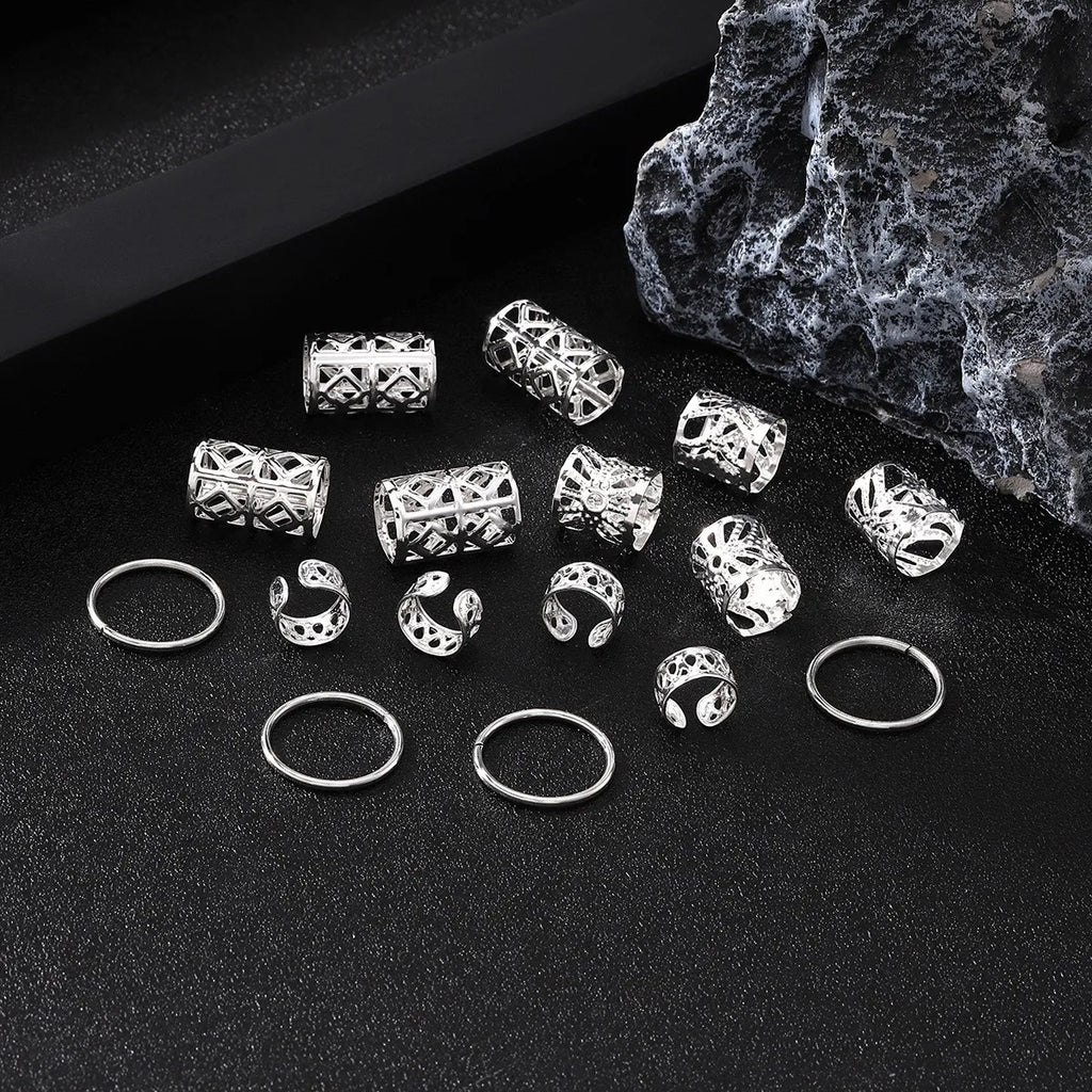 80pcs Hollow Out Hair Ring Dreadlocks Beads Hair Braid Rings Clips Dread Locks Hair Braiding Metal Cuffs Decoration/Accessories