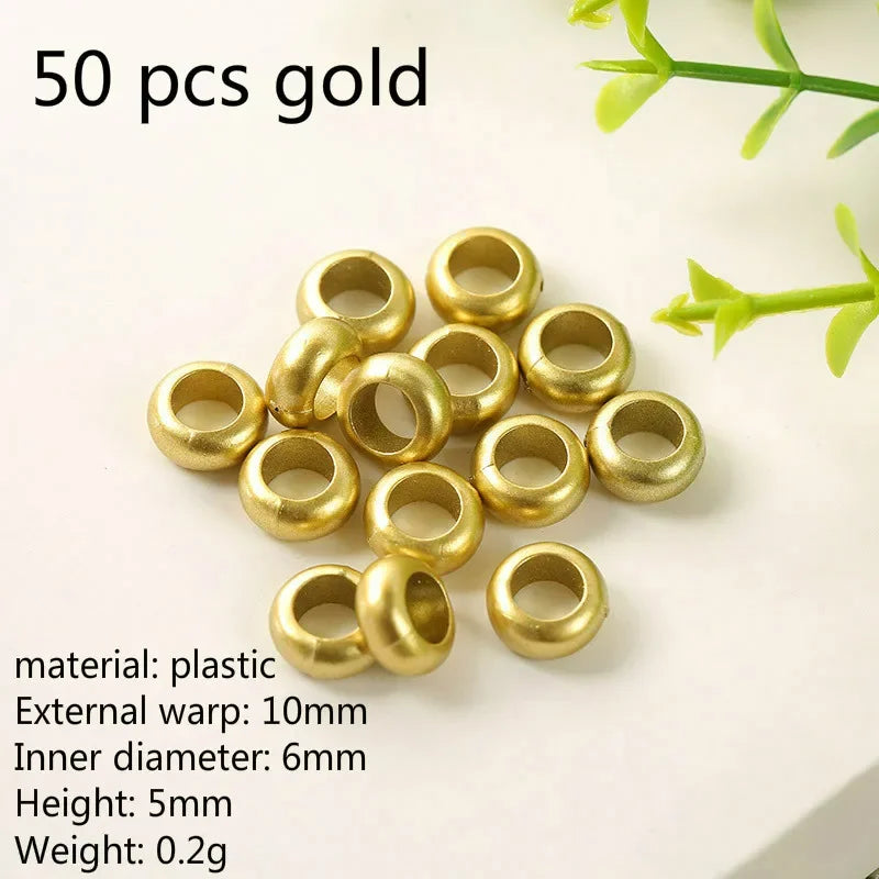 50-200 Pcs Gold/Silver  Hair Braid Dreadlock Beads Cuffs Rings Tube Accessories Hoop Circle Approx 8-18mm Inner Hole Hair Rings