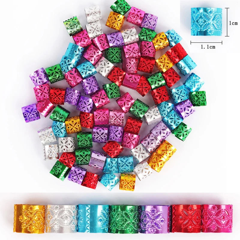 30Pcs Colorful Hair Tube Adjustable Dreadlock Dread Braids Beads Cuffs Clip for Women Men Kids Hair Accessories Styling Tools