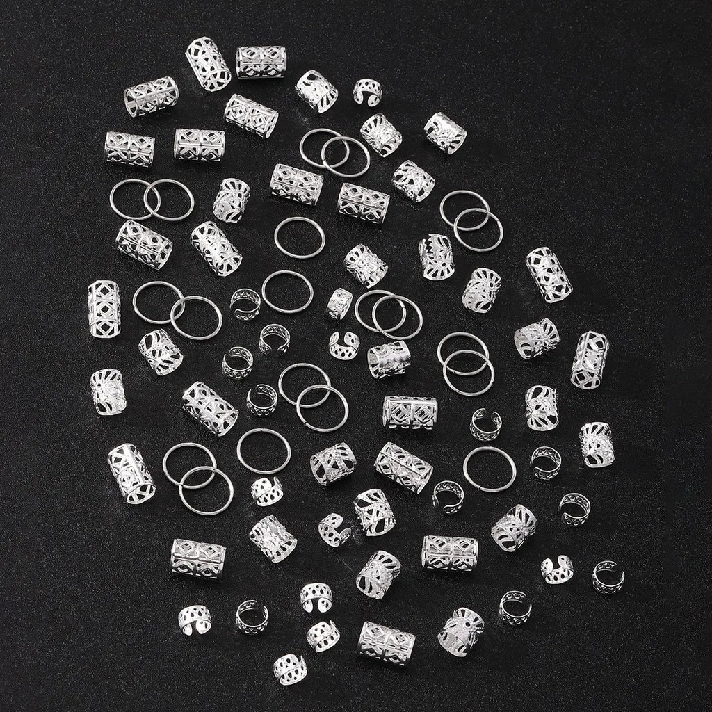 80pcs Hollow Out Hair Ring Dreadlocks Beads Hair Braid Rings Clips Dread Locks Hair Braiding Metal Cuffs Decoration/Accessories