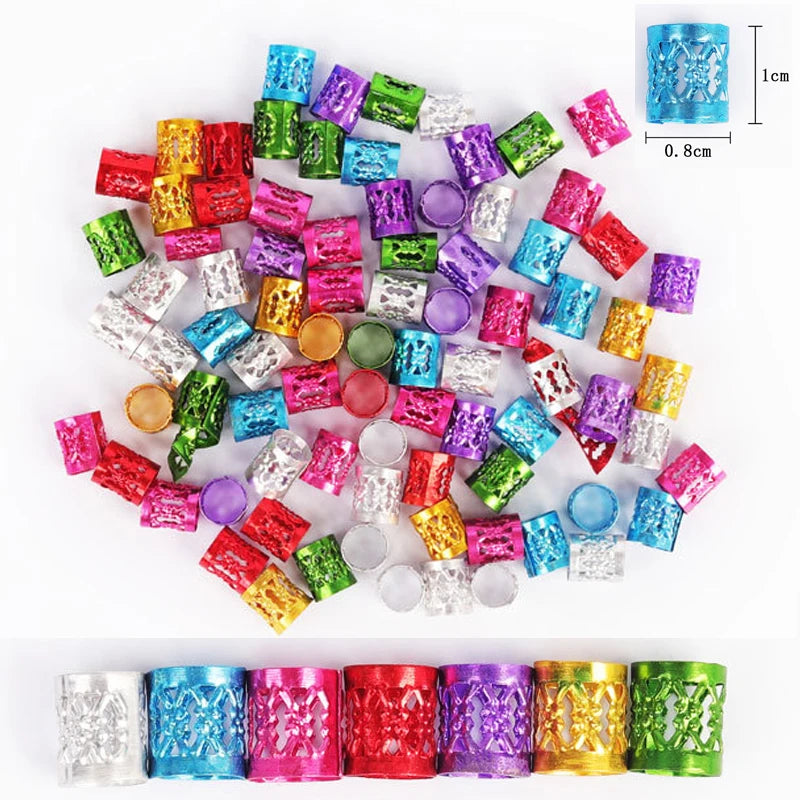 30Pcs Colorful Hair Tube Adjustable Dreadlock Dread Braids Beads Cuffs Clip for Women Men Kids Hair Accessories Styling Tools