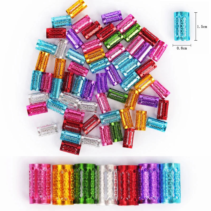 30Pcs Colorful Hair Tube Adjustable Dreadlock Dread Braids Beads Cuffs Clip for Women Men Kids Hair Accessories Styling Tools