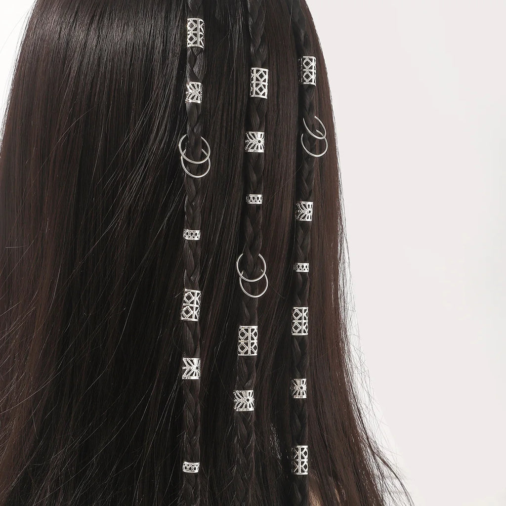 80pcs Hollow Out Hair Ring Dreadlocks Beads Hair Braid Rings Clips Dread Locks Hair Braiding Metal Cuffs Decoration/Accessories