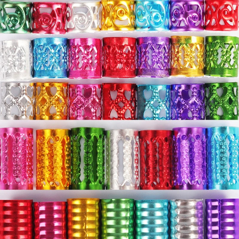 30Pcs Colorful Hair Tube Adjustable Dreadlock Dread Braids Beads Cuffs Clip for Women Men Kids Hair Accessories Styling Tools