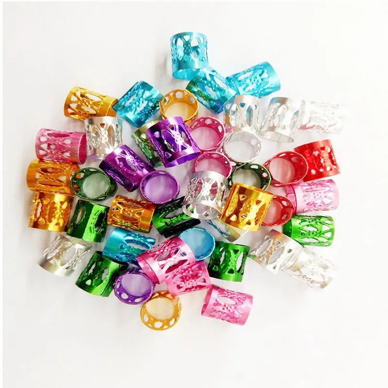 30Pcs Colorful Hair Tube Adjustable Dreadlock Dread Braids Beads Cuffs Clip for Women Men Kids Hair Accessories Styling Tools