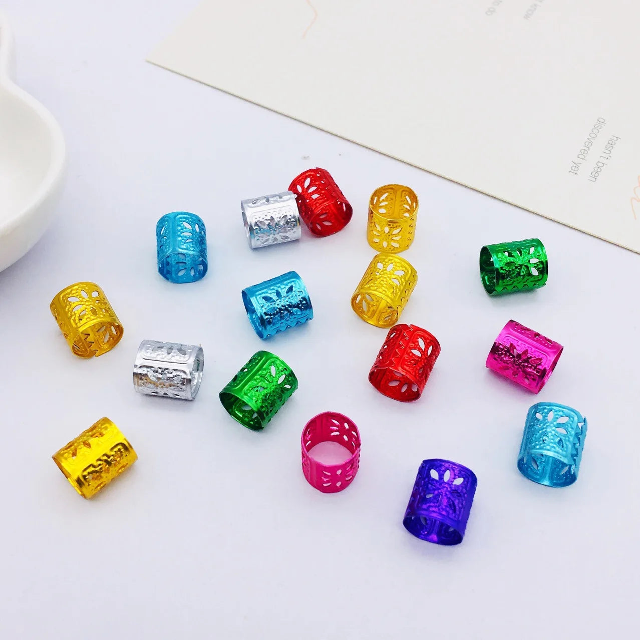 30Pcs Colorful Hair Tube Adjustable Dreadlock Dread Braids Beads Cuffs Clip for Women Men Kids Hair Accessories Styling Tools