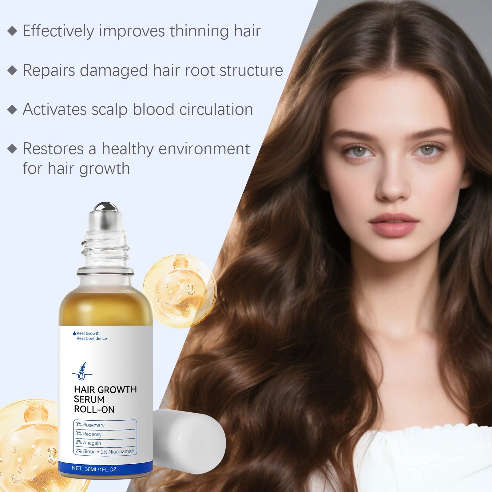 Moisturizing Hair Care Roller Ball Essence: Gently Nourishes Scalp, Roller Ball Design for Shiny & Smooth Hair Care