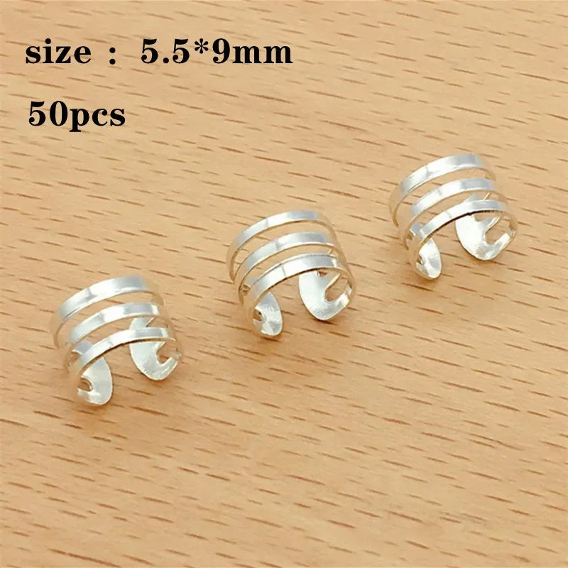 50-200 Pcs Gold/Silver  Hair Braid Dreadlock Beads Cuffs Rings Tube Accessories Hoop Circle Approx 8-18mm Inner Hole Hair Rings