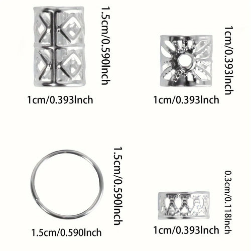 80pcs Hollow Out Hair Ring Dreadlocks Beads Hair Braid Rings Clips Dread Locks Hair Braiding Metal Cuffs Decoration/Accessories