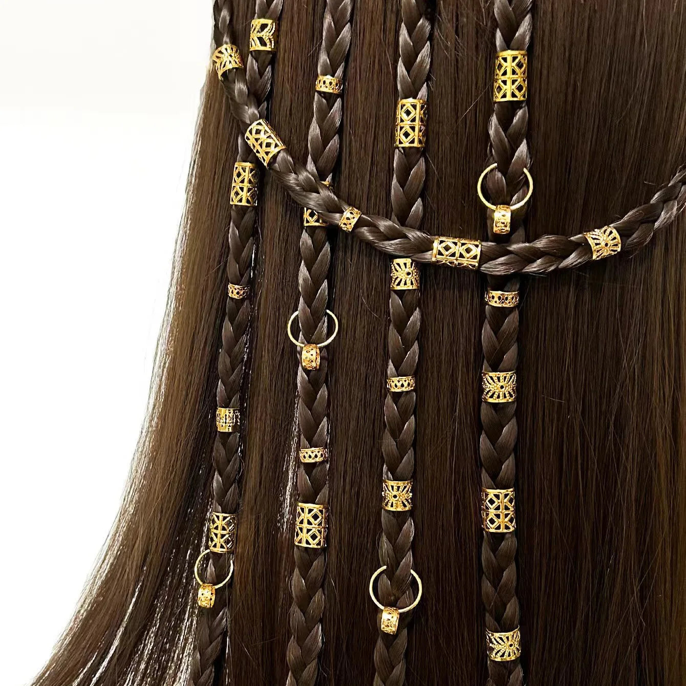 80pcs Hollow Out Hair Ring Dreadlocks Beads Hair Braid Rings Clips Dread Locks Hair Braiding Metal Cuffs Decoration/Accessories