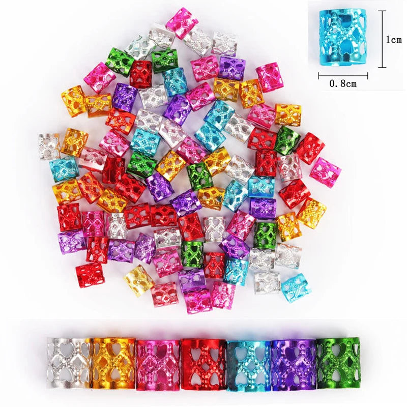 30Pcs Colorful Hair Tube Adjustable Dreadlock Dread Braids Beads Cuffs Clip for Women Men Kids Hair Accessories Styling Tools